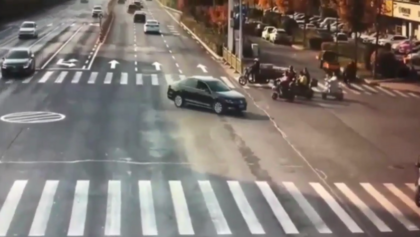 A vehicle driving down the roadway at rocket rate plunged into people
