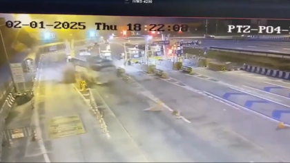 Bus carrying tourists crashes into toll booth in Thailand