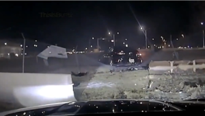 Dashcam shows suspect in high-speed police chase crashes into Air Force base