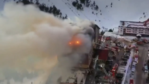 Hotel engulfed by flames in Turkish ski resort