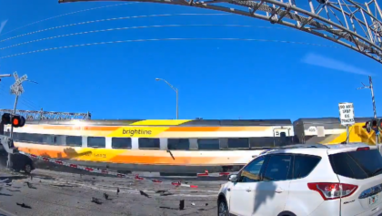 Man injured after vehicle collides with Brightline train in North Miami Beach