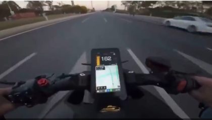 Speeding biker gets instant karma