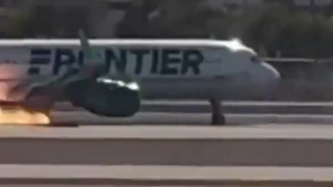 A Frontier Airlines Plane Catches On Fire During an Emergency Landing in Vegas