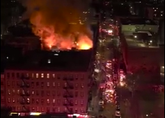 Aerial view of the alarming fire in Harlem