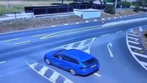 Female Driver Hit the Biker in High Speed
