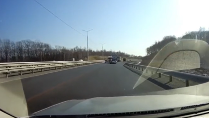 Toyota crushed between a Truck and a Trailer after a Failed Overtaking