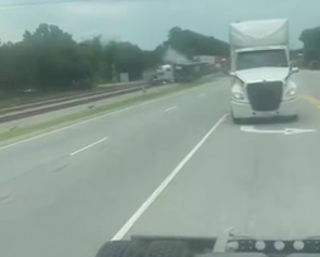 train collides with truck