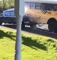 Distracted driver slams into school bus